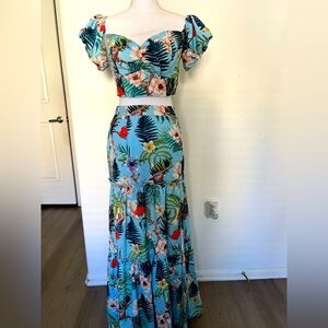 Floral Blue Maxi Skirt